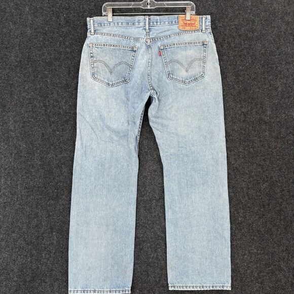 Levi's 505 Jeans Men's 36x30 Light Wash Blue Straight Fit Denim 5 Pocket - Picture 3 of 11